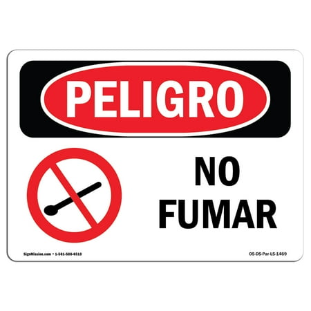 Temporary Construction Signs OSHA Danger Sign - No Smoking Spanish 14