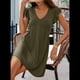 thumbnail image 4 of Vestido Tipo Chaleco Holgado con Escote en V Profundo, Mangas de y Pliegues para Mujer, Verde , Talla XXL, 4 of 6