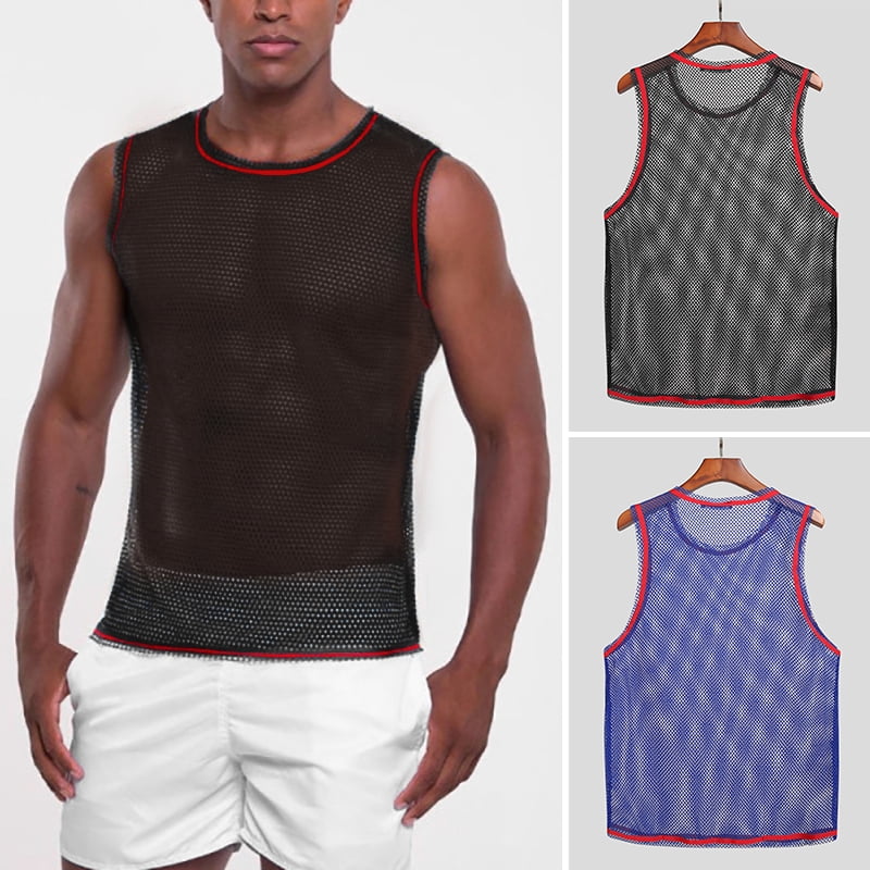 INCERUN Men's Mesh Sheer Sports Vest 