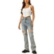thumbnail image 2 of INSPIRAR CHIC Top de Mujer Cuello Cuadrado Dobladillo Asimétrico Con Cremallera Corset Beige, 2 of 5