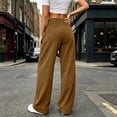 thumbnail image 6 of Zynoxe Womens Corduroy Pants Fall Warm Comfortable Elastic Waist Wide Leg Pants Casual Straight Relaxed Plus Size Sweatpants with Pockets Brown XL, 6 of 7