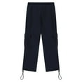 thumbnail image 3 of UAYOTSE Boys Sweatpants Kids Drawstring Cargo Pants With Pockets Wide Leg Elastic Waist Baggy Jogger Back To School Clothes(P16-Navy,13-14 Years), 3 of 5