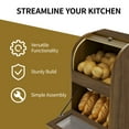thumbnail image 3 of Pusnapku 3 Tier Potato Storage Bin, 38" Bread Box with Sliding Door and Wheel, Movable Vegetable Organization Cabinet, Wood Pantry Cabinet for Kitchen, 3 of 9