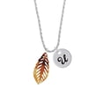 thumbnail image 2 of Delight Jewelry Acrylic Medium Leaf Mixed Brown and Yellow Silvertone Script Initial Disc - U - Charm Necklace, 20"+3", 2 of 4