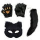 thumbnail image 5 of Conjunto de máscara y cola de animal, lindo conjunto de disfraz de zorro para fiestas temáticas, cosplay de cola larga negro, 5 of 9
