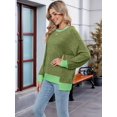 thumbnail image 6 of Long Sleeve Shirts for Women Tunic Tops Loose Fit Cute Casual Color Block Ribbed Knit Tops Sweaters Green S, 6 of 9