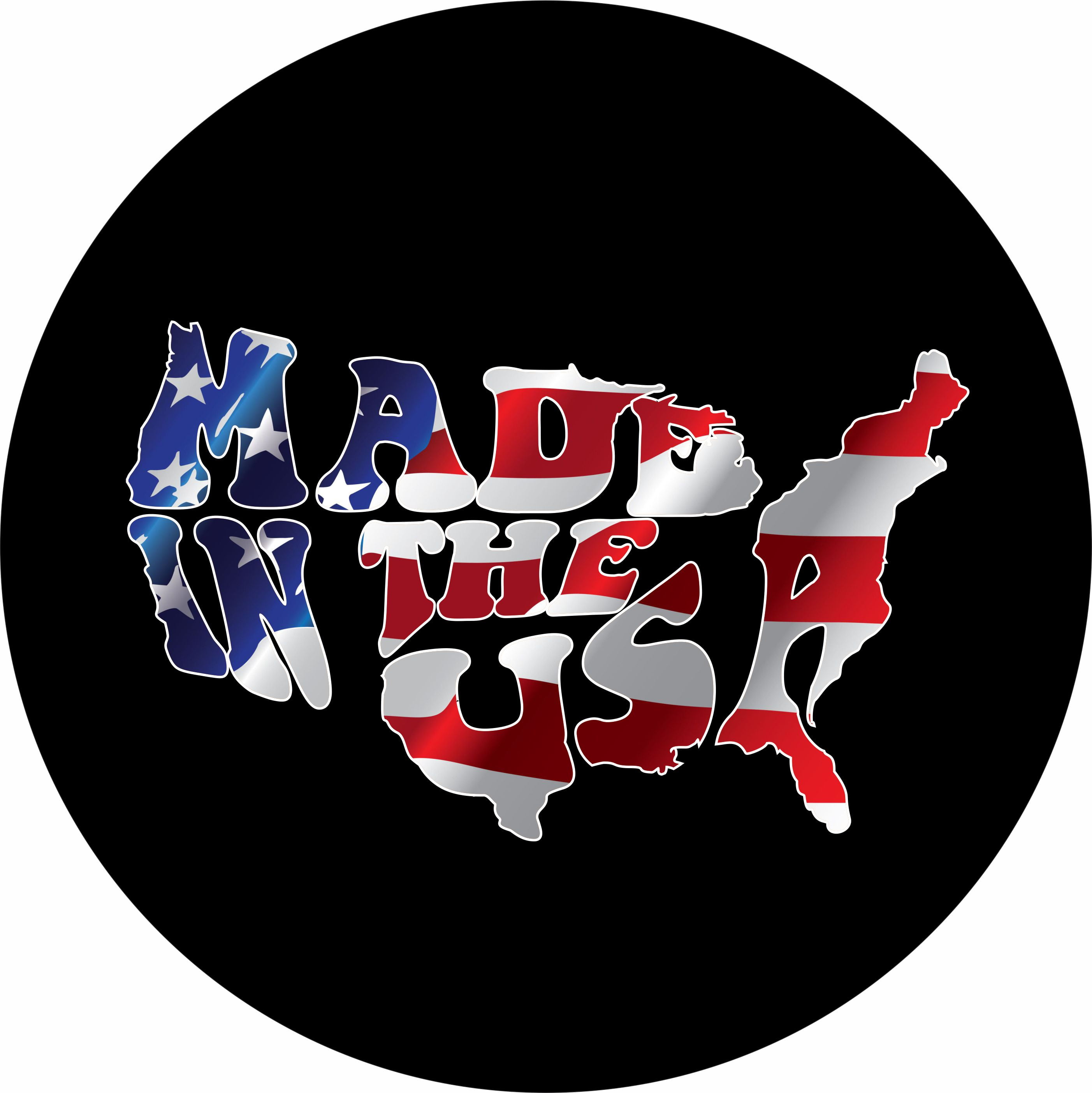 Tire Cover Central Made USA Flag Black Vinyl Spare Tire Cover 245/75r17