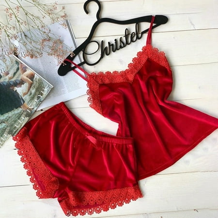 

Ykohkofe Suede Lingerie Underwear Sleepwear Nightdress Pajamas Shorts Embroidery