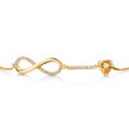 thumbnail image 3 of Gem Stone King 18K Yellow Gold Plated Silver Infinity Bracelet for Women with Heart Citrine and Moissanite (0.78 Cttw, Box Chain Fully Adjustable up to 9 inch), 3 of 6