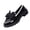 A-444 Black, variant on Black Women Patent Leather Bow Flat Loafers Autumn Winter Casual Footwear With Round Toe And Easy To Wear