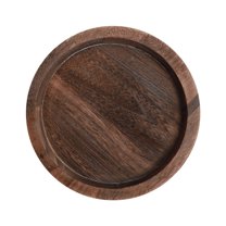 7.85Inch Round Table Tray Wooden Solid Circle Serving Tray with Handle Black Walnut Platter Decorative Tray for Home Breakfast