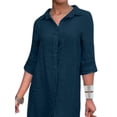 thumbnail image 4 of Enwejyy Womens Cotton Linen Button Single Breasted Turn-down Collar Long Sleeve Shirt Dresses Plus Size S-5XL, 4 of 4