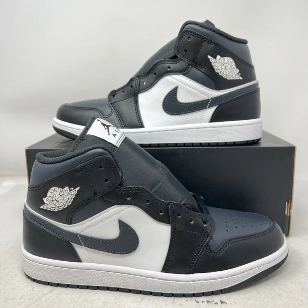 N I-K-E A i r-Jor-dan 1 Mid Black Off Noir-Summit White Men' Shoes DQ8426-010 No Lid