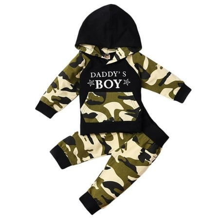 

SweetCandy Boy Scout Green Camouflage Monogram Print Long Sleeve Hoodie + Trousers 2 Pieces