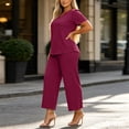thumbnail image 7 of akafmk Plus Size Womens 2 Piece Sets Summer Outfits V Neck Short Sleeve T-Shirts and Wide-Leg Pants Matching Loungewear Set Sleepwear Soft Fashions Clothes, 7 of 7