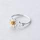thumbnail image 1 of Anillo de plata S925 para mujer, anillo de margaritas bañado en oro y plata Mori, lindo anillo abierto con hojas pequeñas para mujer, 1 of 4