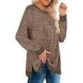 thumbnail image 3 of Womens Casual Long Sleeve Round T Shirts Blouses Sweatshirt Crewneck Pullovers Color Block Long Sleeve Side Split Tunic Tops, 3 of 5