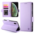 thumbnail image 2 of PU Leather Case Compatible with iPhone X/XS, Classic Kickstand/Cover/Wallet/Flip Magnetic Protective Case with Card Slots & Horizontal Stand Phone Case for iPhone X/XS, Purple, 2 of 7