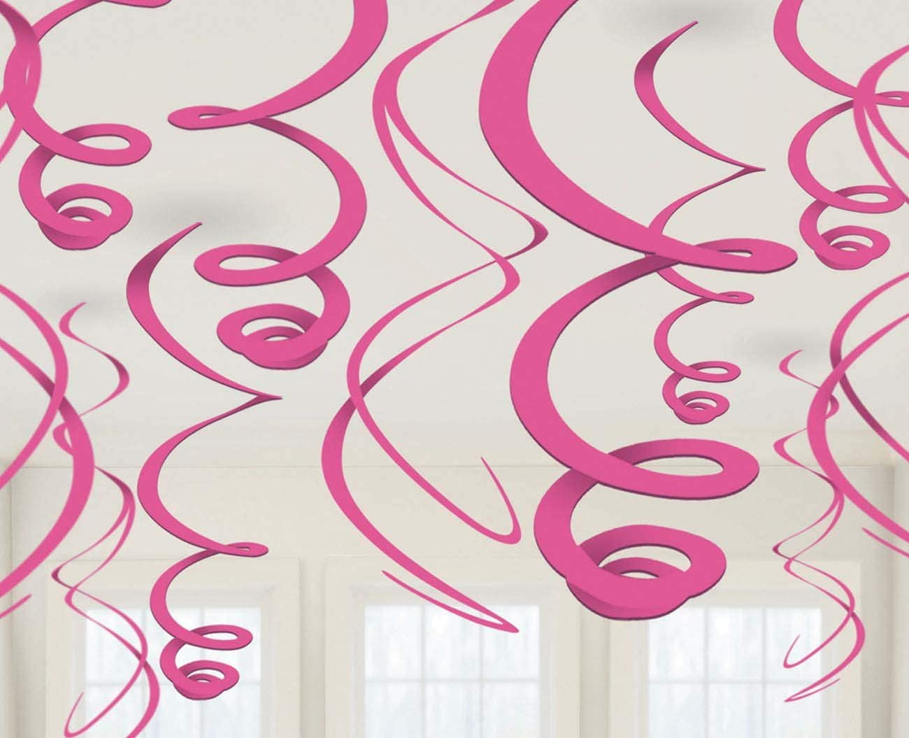 22 12 Ct. amscan Bright Pink Plastic Swirl Decorations 