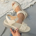 thumbnail image 5 of Hopeusnice Sandals for Women Non-Slip Pu Summer Shoes Soft Women's Sandals Open Toe Sandals Trendy Thick-Soled Heel Breathable Buckle Round Toe Buckle Comfortable Walking Shoes Beige 36, 5 of 8