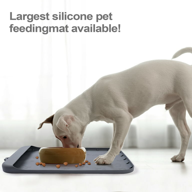 Silicone Dog Food Mat Large - 36x24 Dog Mat with Pocket and Edges for  Catches Spill and Residue for Food and Water, Pet Food Mat, Non Slip Cat  Dog