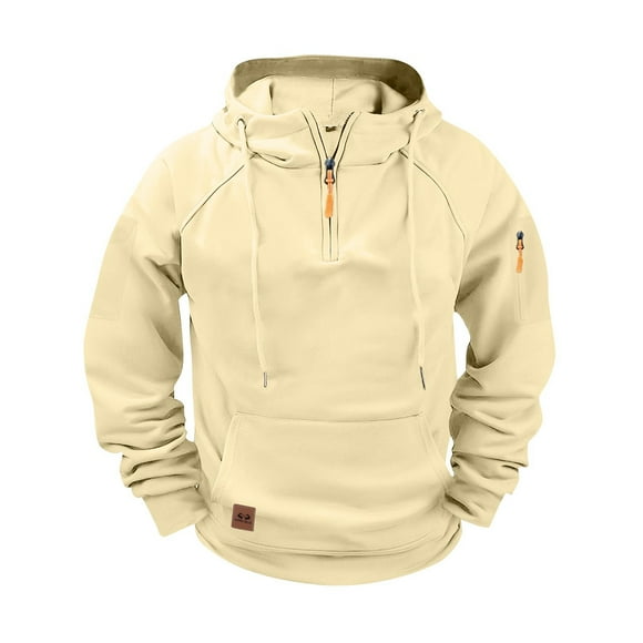 GigrtiJin 1/4 Zipper Hoodie for Men Hooded Solid Color Drawstring Hooded Sweatshirt with Pocket Casual Athletic Pullover Tops
