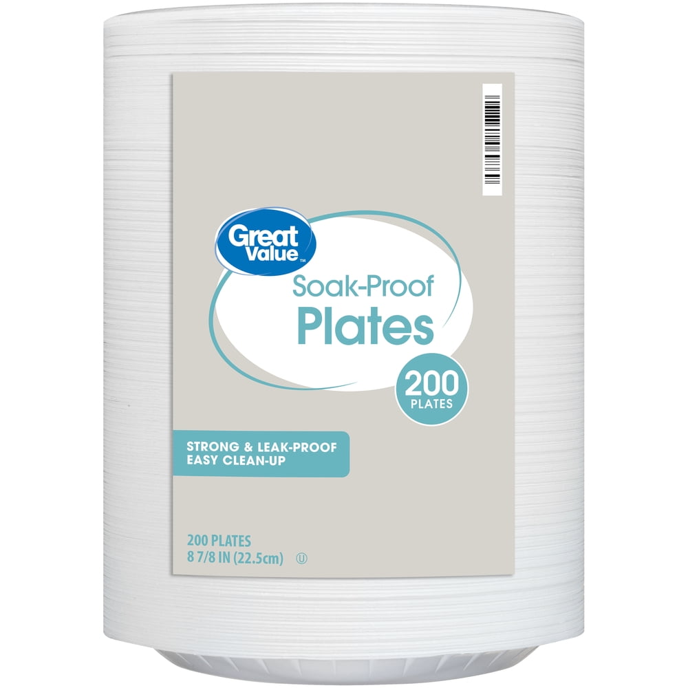 Great Value SoakProof Foam Plates, 8 7/8", 200 Count