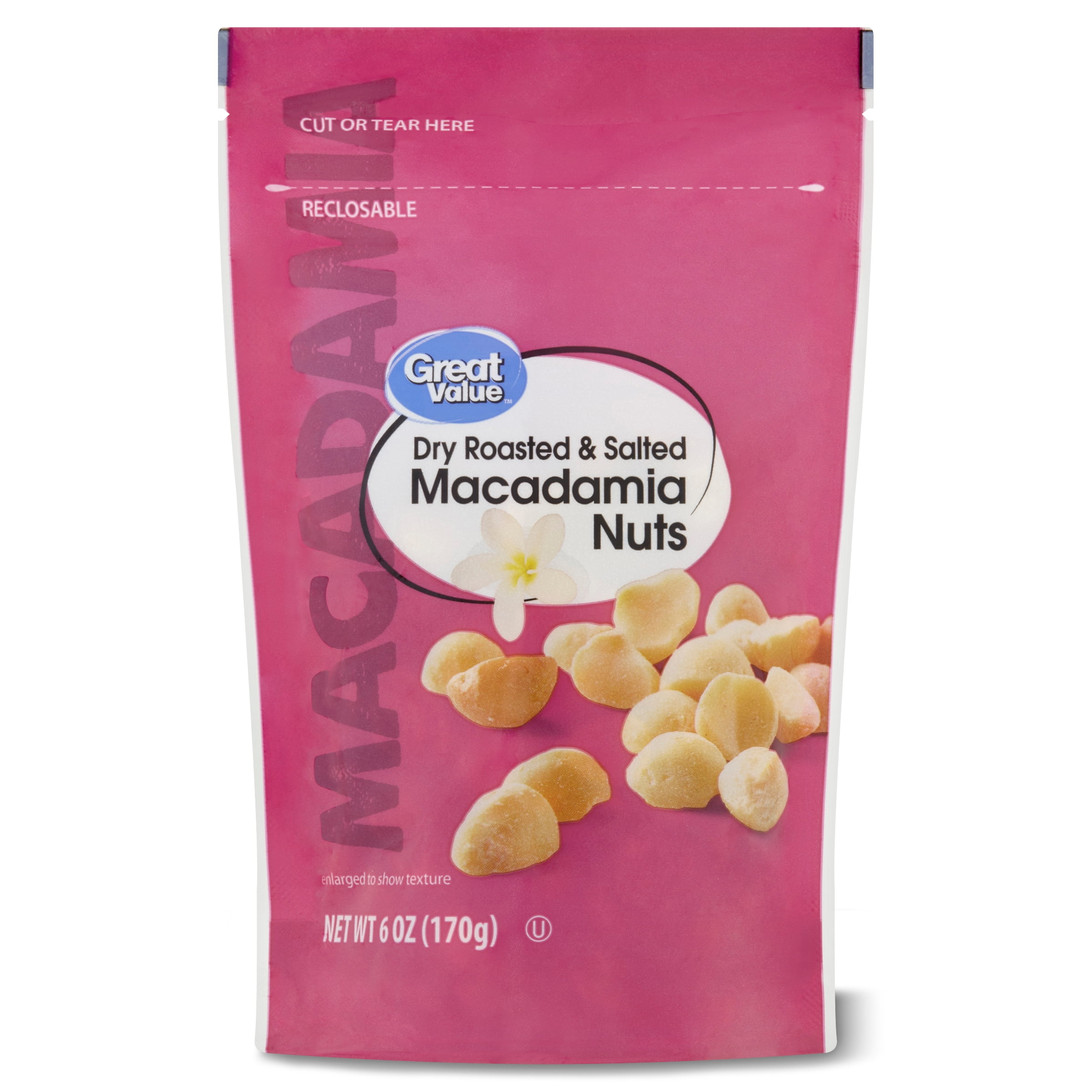 Great Value Dry Roasted & Salted Macadamia Nuts, 6 oz