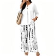thumbnail image 6 of Womens 2 Piece Sets Summer Spring Travel Vacation Outfits Casual V-Neck Lounge Tops Wide Leg Pants Matching Set, 6 of 7