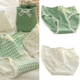 thumbnail image 2 of Aellinatey 5pcs Cotton Middle Waist Women's Green Floral Lace Trim Bows Underwear Panties, 2 of 20