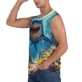 thumbnail image 3 of Pofeuu Colorful Underwater Shark Print Men's Muscle T-Shirt, Sleeveless, Muscle Tank, Classic Muscle Tee Top For Men Casual Sleeveless Muscle T-Shirt Trendy Clothes-Small, 3 of 7