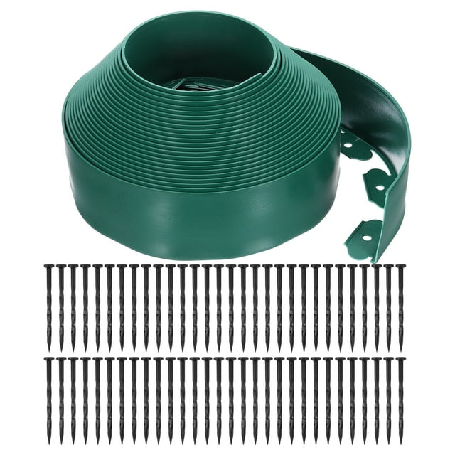 Uxcell Bordes de Paisaje, 1Pcs 66FT x 3.94" Kit de Bordes de Jardín con 60 Estacas para Jardín Césped Cama de Flores (Verde)