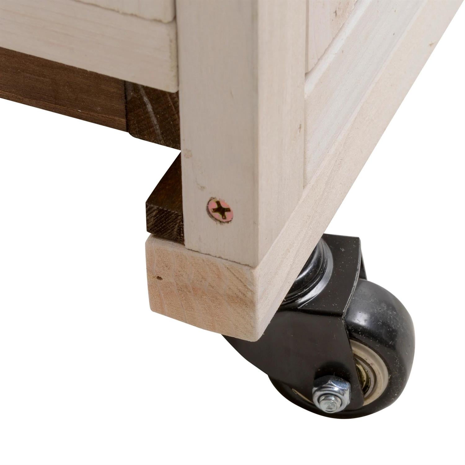 Pefilos 35" Wooden Rabbit Hutch Indoor, Outdoor Bunny Enclosure on Wheels Guinea Pig Cage for Small Animals with Pull Out Trays, Brown