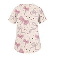 thumbnail image 5 of Womens Valentine Day Scrub Tops Love Heart Print Short Sleeve Medical Quick Dry Uniform Plus Size V Neck Nursing Scrub Tops with Pockets Pink S, 5 of 5