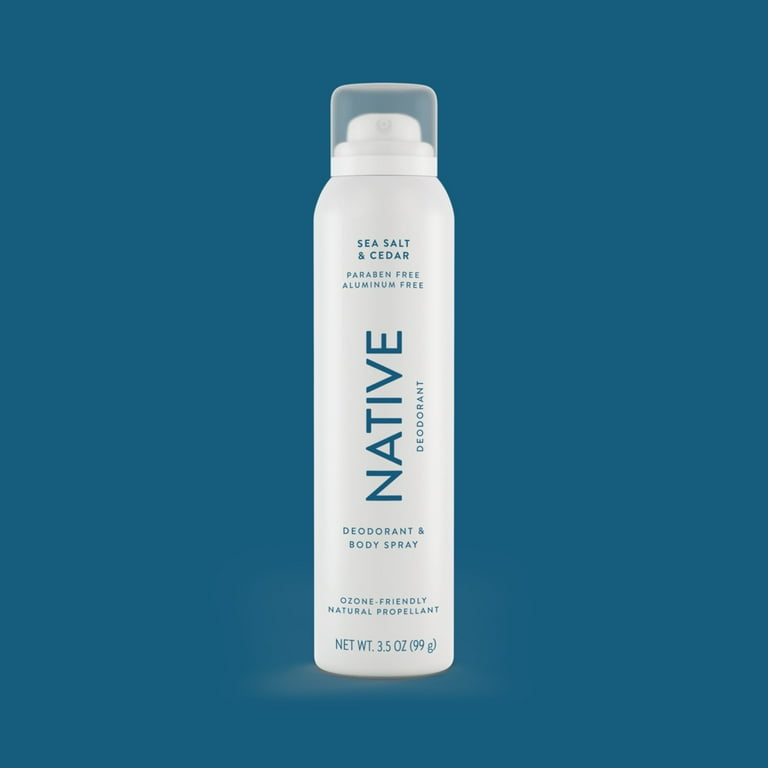 Native Sea Salt Cedar Deodorant Spray 3.5oz, 72-Hour Odor