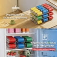 thumbnail image 4 of Organizador de latas apilable de 3 niveles para despensa, Soporte para latas de refrigerador con capacidad para 36 latas, Combinación libre y ruedas automáticas para la cocina. Transparente., 4 of 4