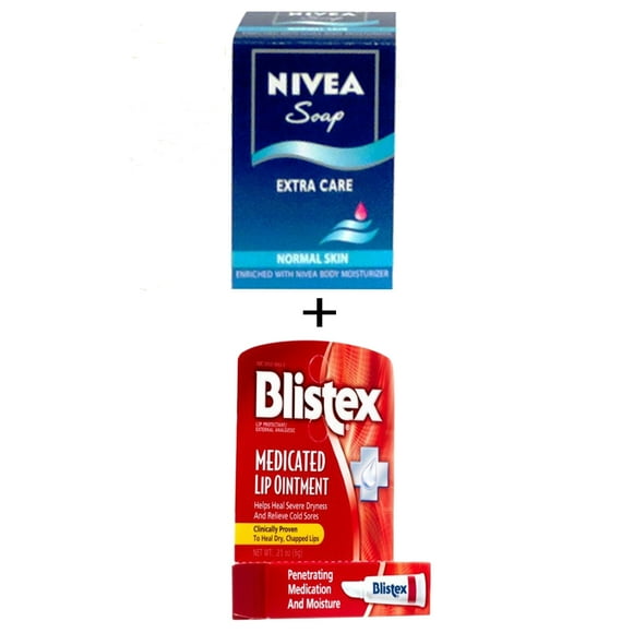 Blistex Onguent pour Lèvres Médicamenteux & Savon en Barre Nivea Extra Soin pour Peau Normale 806958