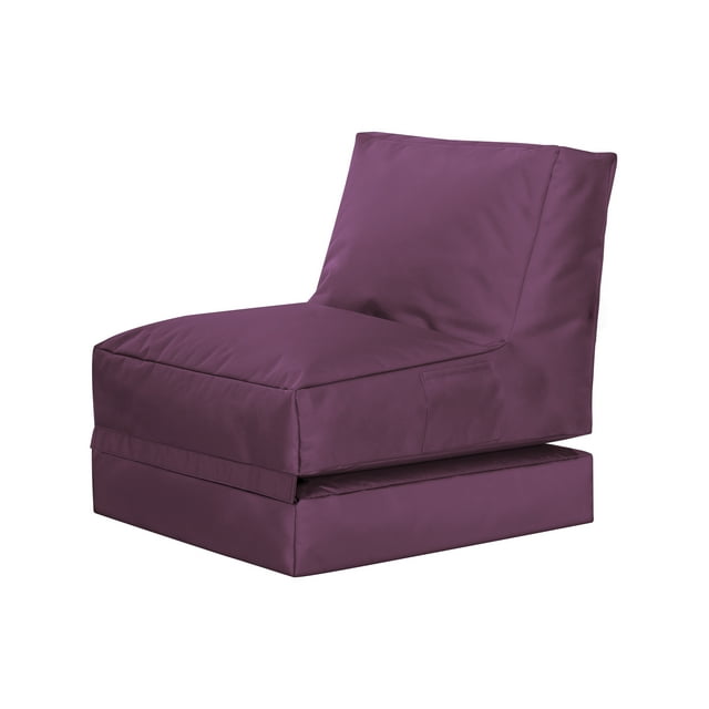 Gouchee Home Twist Brava Purple Bean Bag Chair – Water-Repellent Polyester Oxford Fabric with Polystyrene Bead Filling, Suitable for Adults and Teens, Convertible Seating for Living Room or Dorm
