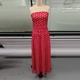 thumbnail image 6 of XUNKUSGA Cocktail Dresses for Women Trendy Polka Dot Strapless Womens Maxi Dress Casual Smocked Tube Top Swing Flowy Wedding Guest Dress,Red,M, 6 of 10