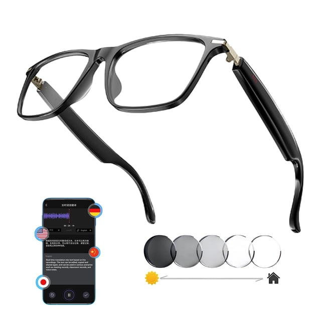 Gafas inteligentes de traducción MNVOEQ con IA y Bluetooth, 140+ idiomas