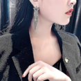 thumbnail image 2 of Earrings Needle Five-Pointed Star Long Fringe S925 Jeweled Eardrops for Birthday Gift, 2 of 3