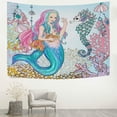 thumbnail image 3 of GZHJMY Tapestry Cartoon Mermaid Gold Fish Seahourse Tapestry Wall Hanging Decorative Wall&nbsp;Blanket&nbsp;Bedding Tapestry for Bedroom Living Room Dorm 60"x40" Gift Decor, 3 of 7