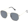 thumbnail image 2 of Modern Metal Geometric Sunglasses Slim Arms Neutral Flat Lens 51mm (Gold / Smoke), 2 of 4