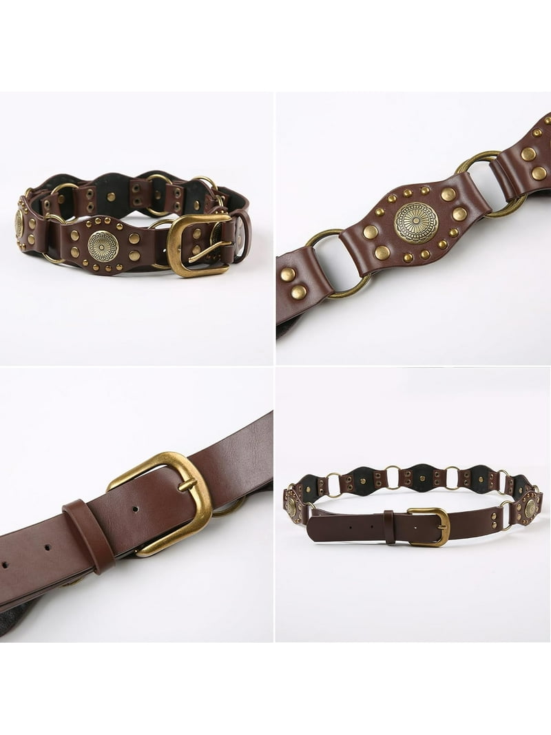 80s 90s Y2K USA製 Western belt vintage 本革 Women Vintage Y2k Belt Concho Rivet Leather Belts Western