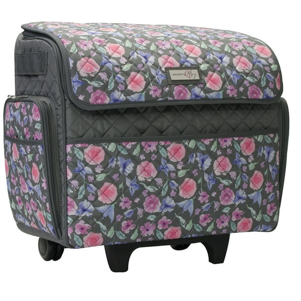 Everything Mary Rolling Sewing Machine Tote, Pink Floral