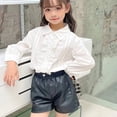 thumbnail image 4 of PWPSG Girls Back to School Dress Shirts Cotton Tops Kids Long Sleeve Lapel Blouses Solid Button Down Tee Shirts Elegant Shirts for Party & Class & Daily White 3 Years, 4 of 9
