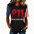 thumbnail image 2 of Women's Never Forget 911 Memorial T Shirt Flag Printed Vintage 9/11 Memorial Shirt Courage Patriotic Hope 9-11 Memorial Shirt, 2 of 6