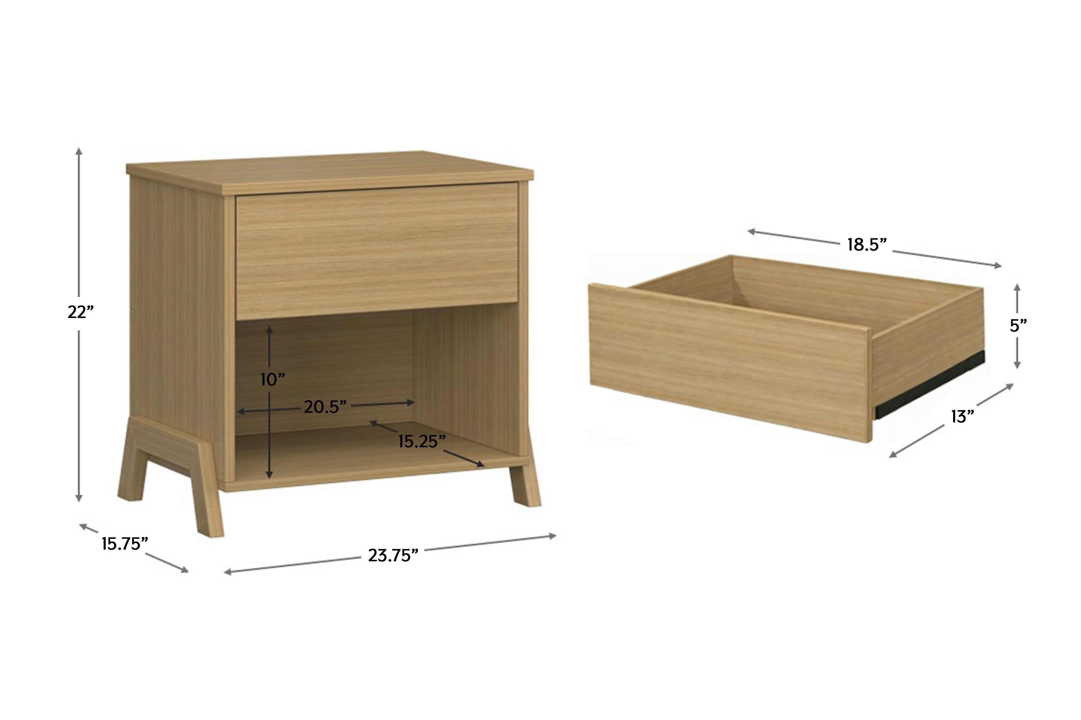 Mainstays Modern 1 Drawer Nightstand, Natural Teak