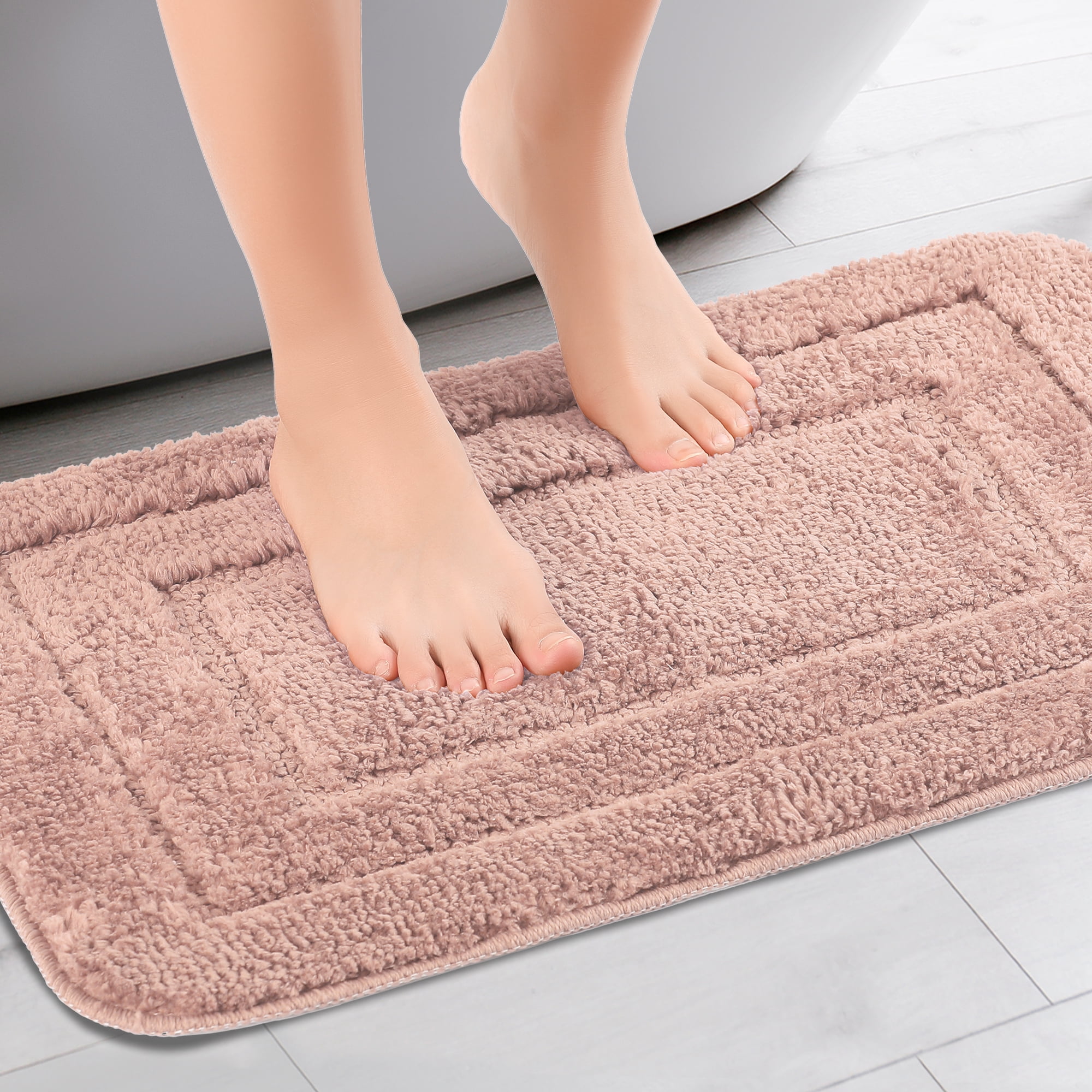 REGALWOVEN Bathroom Rug, Soft Absorbent Bathroom Rug, Non Slip Plush Bath Rug Machine Washable Dry Bath Mat for Bathroom Floor Pink 20" x 32"