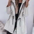 thumbnail image 6 of Women Jacket Windbreaker Style Hooded Drawstring Waist Large Pockets Solid Color Zipper Closure Thermal Long-Sleeved Biking Hiking Workout Spring Fall Winter Coat, 6 of 8
